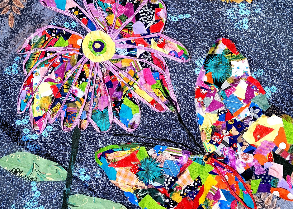 Butterfly Fabric Art Collage