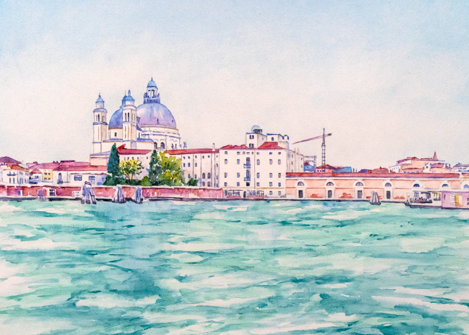 La Basilica Di Santa Maria Della Salute, Venezia Art | Kimberly Cammerata - Watercolors of the Sun: Paintings of Italy
