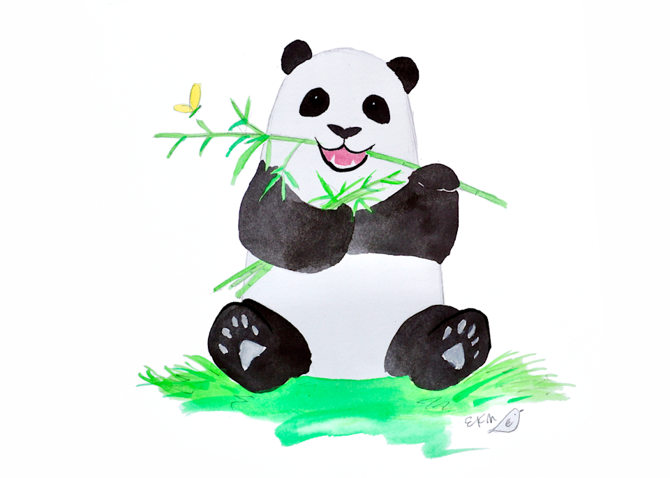Panda Chomps Bamboo Art | Emily Kate Moon