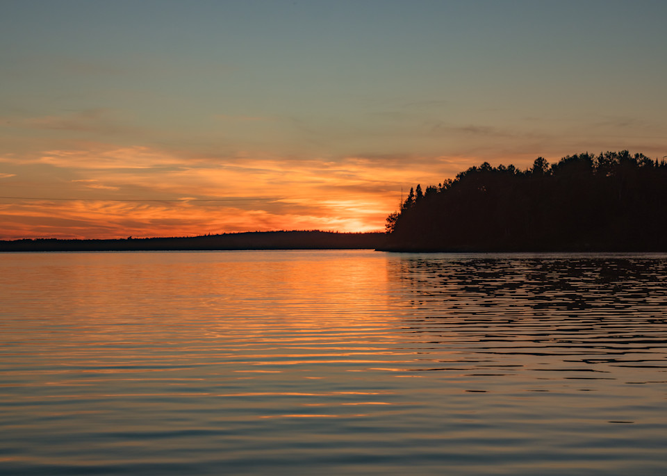 Striking Colorful Sunset on Lake Pakwash, Ontario, Canada