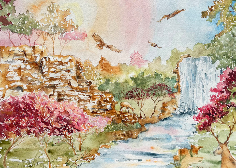 Waterfall Break Time Art | Color Splash Ranch