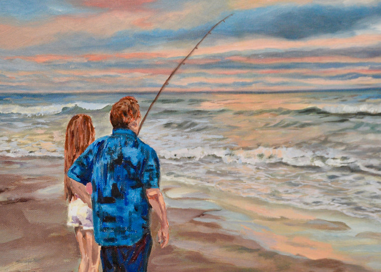 Dad And Lana Fishing Art | Sarah O'Connor Art