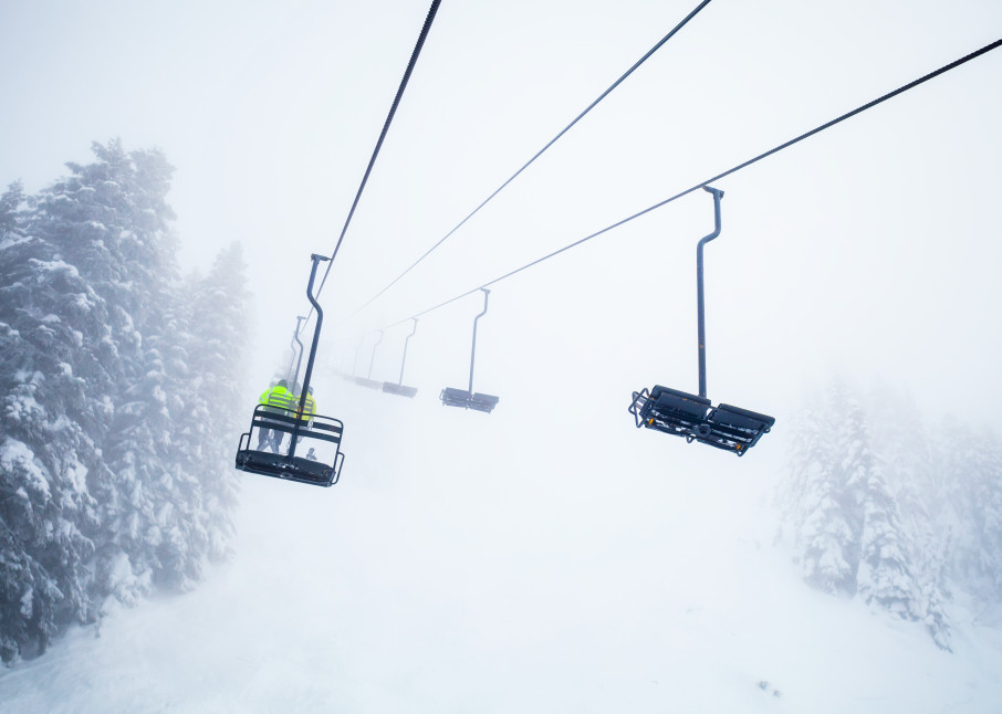art photography prints for sale buy art online ski lift Stevens Pass Ski Resort snowy day Washington Cascades