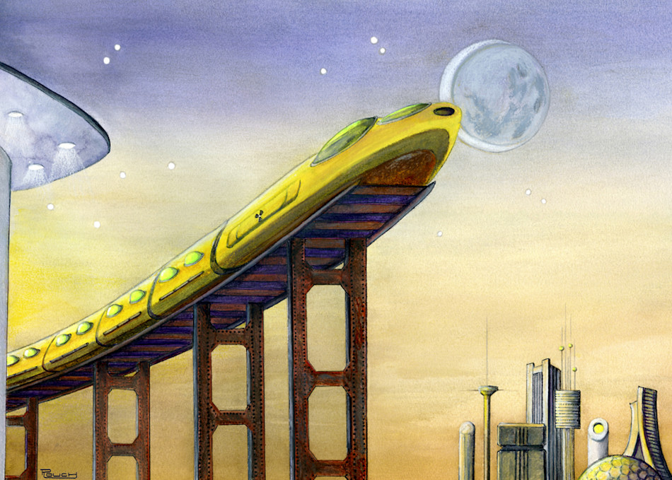 Early Railroad To The Moon Art | Artwork by Rouch