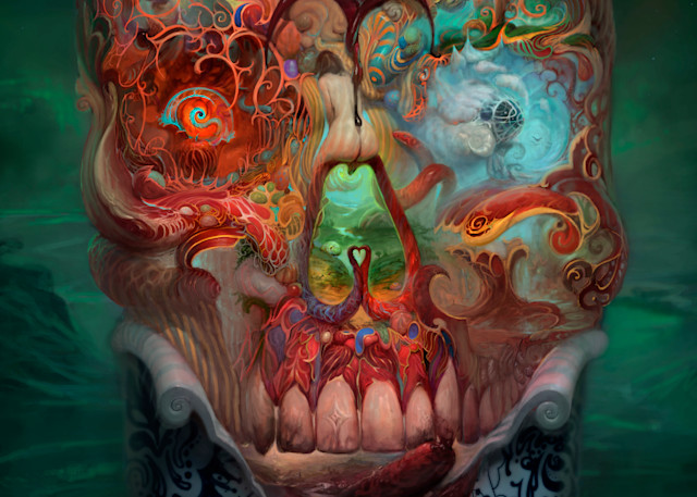 Burton Gray's painting of a phantasmagoric skull
