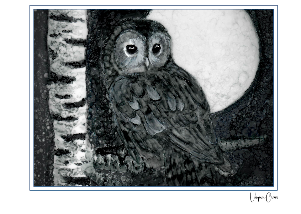 Alcohol Ink Owl  Art | Art by Virginia Crowe