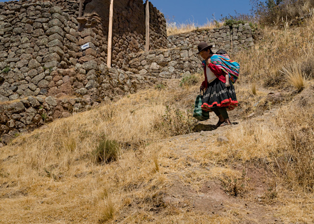 Peruvian woman carrying baby