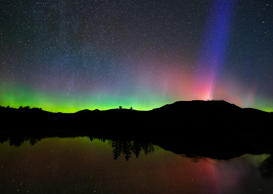 Katahdin Aurora Purple Red Green Photography Art | http://www.mooseprintsgallery.com