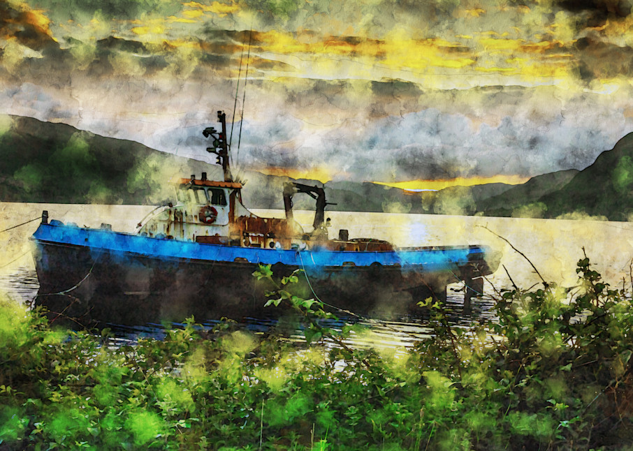 Fishing On Loch Dubhthaich   Watercolor Art | Randy Sedlacek Photography, LLC