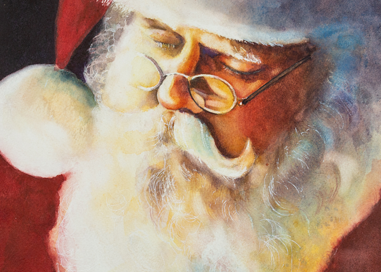 Sleeping Santa Greeting Card Art | Katherine Rodgers Fine Art