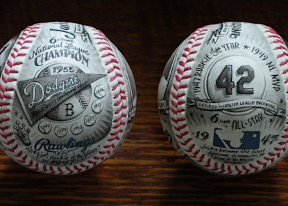 Baseballs by Mike Floyd art baseball 4-side print