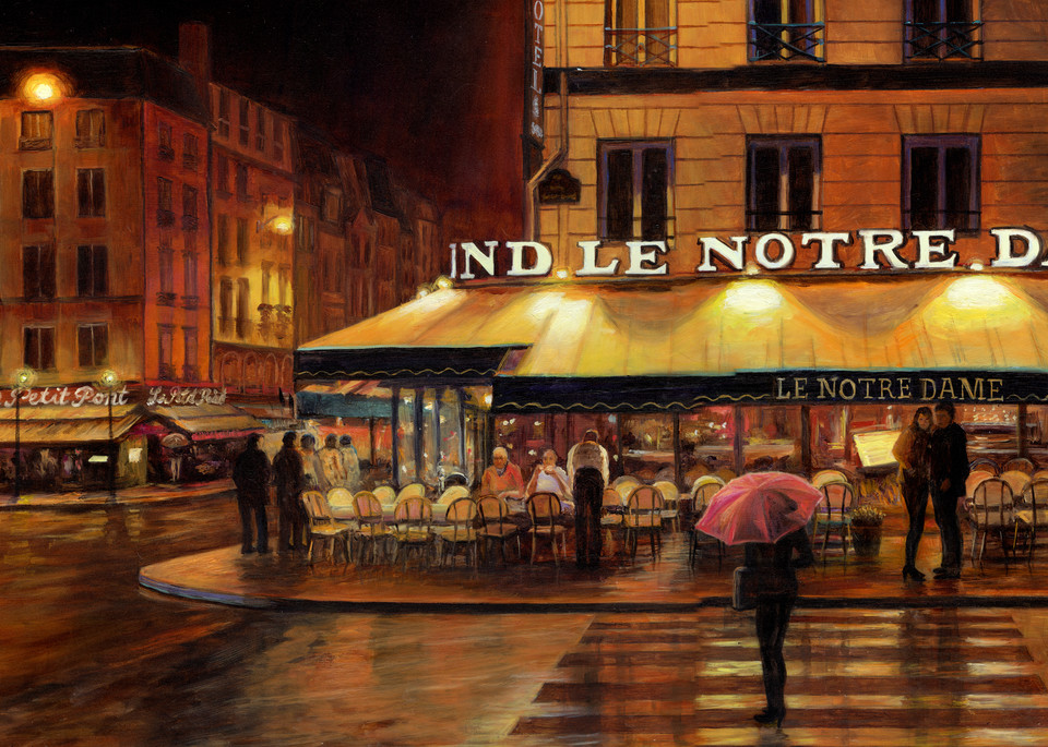 A Rainy Night At Le Hotel Notre Dame Art | Oilartist - Haeffele Fine Art