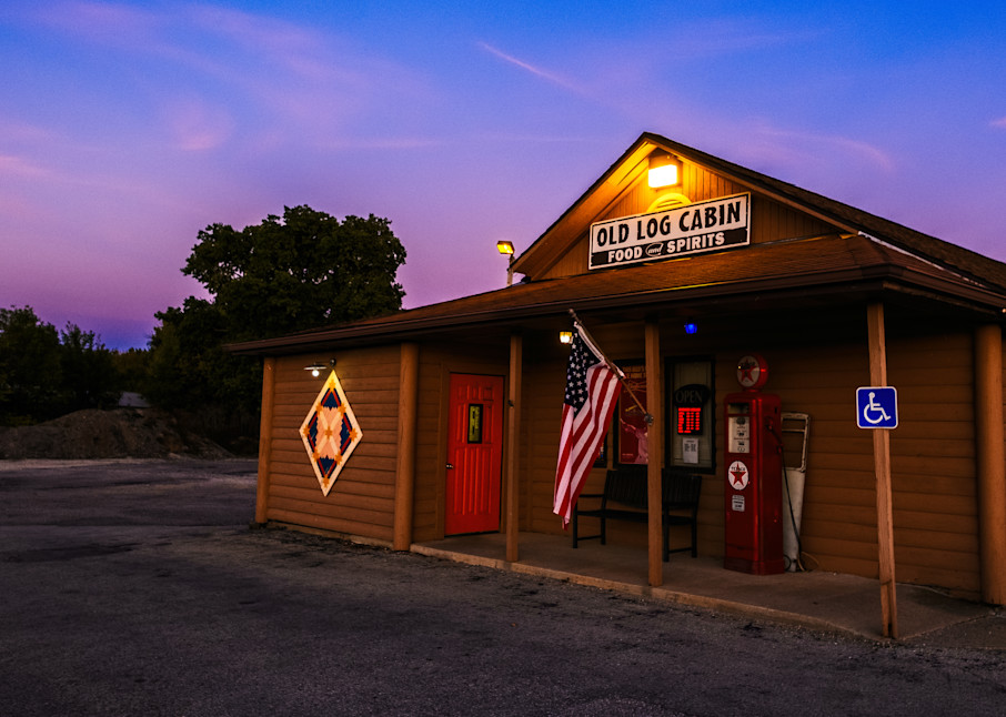 The Old Log Cabin Restaurant At Dusk Photography Art | David Schwartz Photography