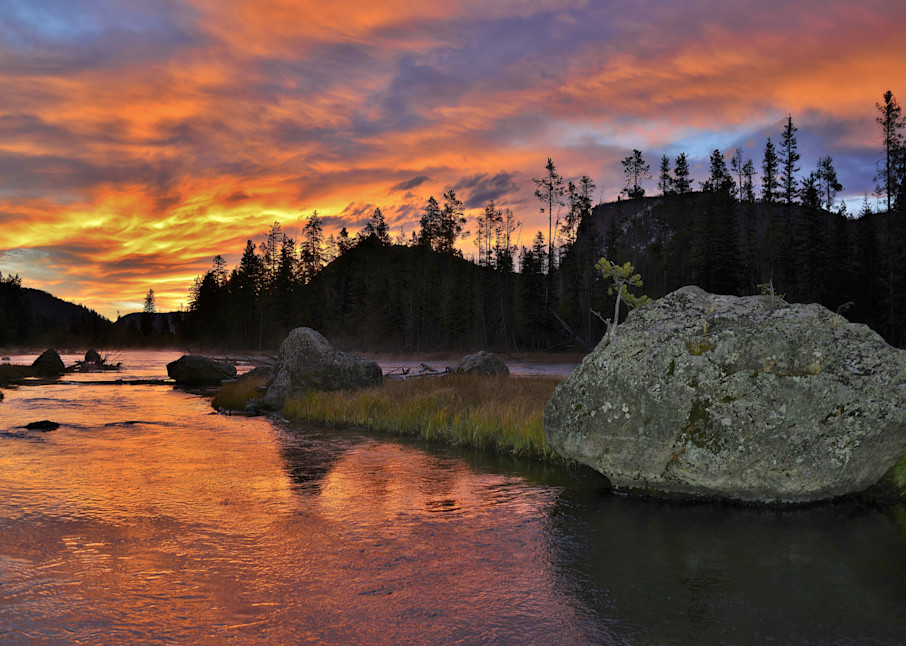 Sunrise At The Rock In Yellowstone Photography Art | Fly Fishing Portraits