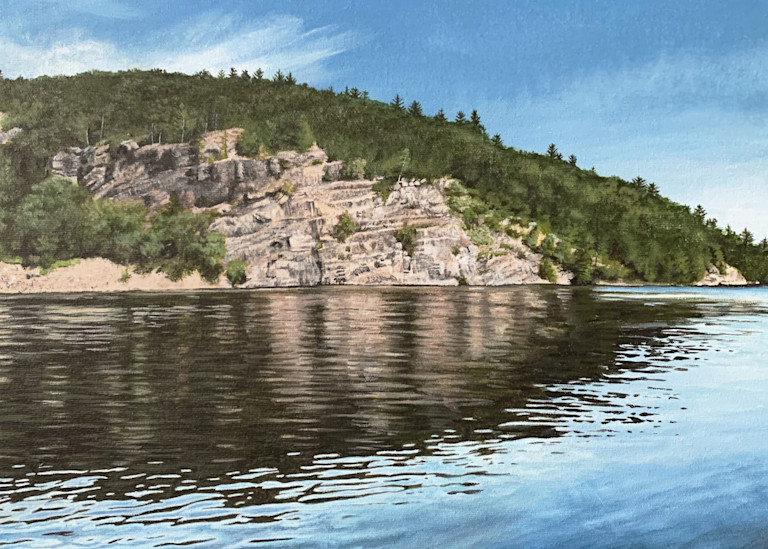 Print of painting of Lake Duborne escarpment by artist Julie Berthelot