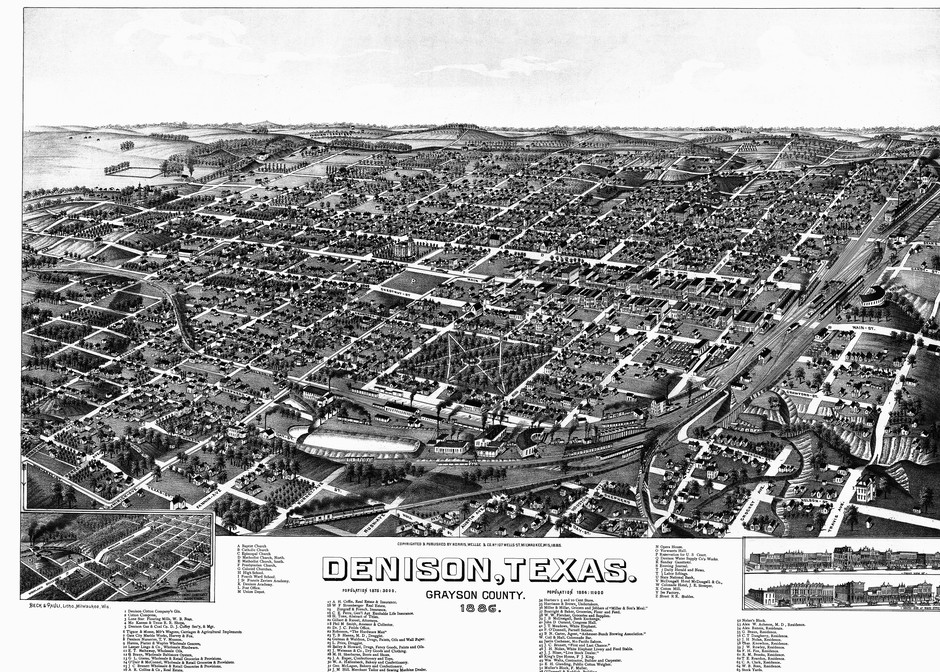 Denison Map B&W   1886 Art | Randy Sedlacek Photography, LLC