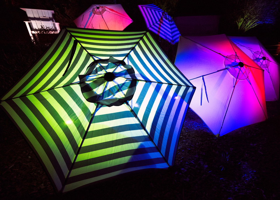 Glowing Beach Umbrellas Edit Photography Art | zoeimagery.XYZ