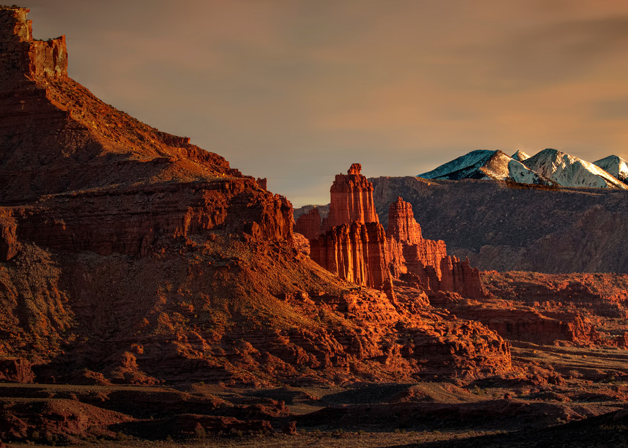 Fisher Towers And La Sal Mountains At Sunset 0150 F Photography Art | Koral Martin Fine Art Photography
