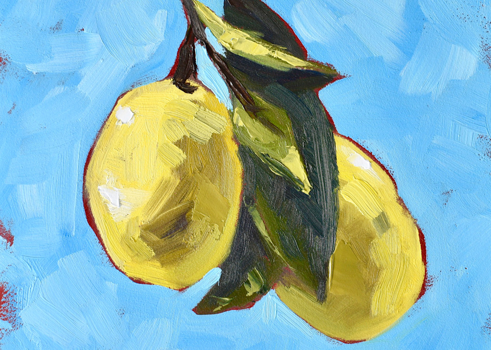 Giclee Print -pair of Lemons on a Tree- by contemporary Impressionist April Moffatt