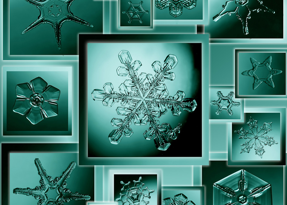 Real Snow Crystal Collage Teal