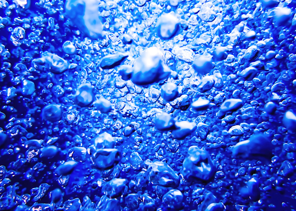 Bubbles in Blue Ocean from Breath