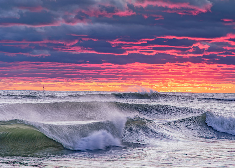 South Beach Winter Magenta Sky And Waves Art | Michael Blanchard Inspirational Photography - Crossroads Gallery