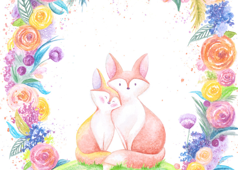 Nursery Prints - Floral Foxes