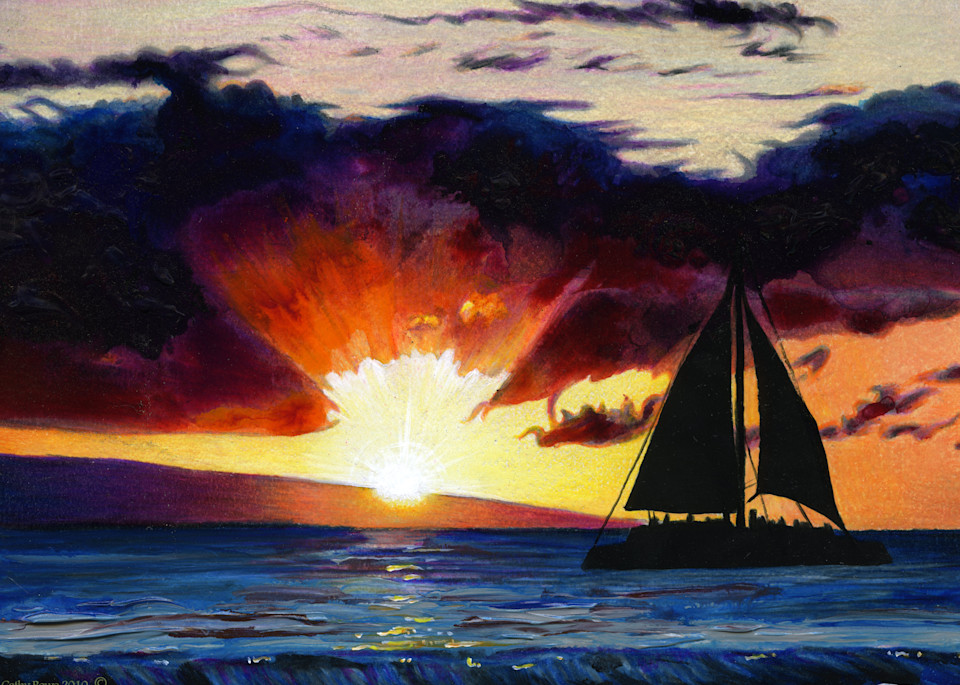 maui sunset sailboat