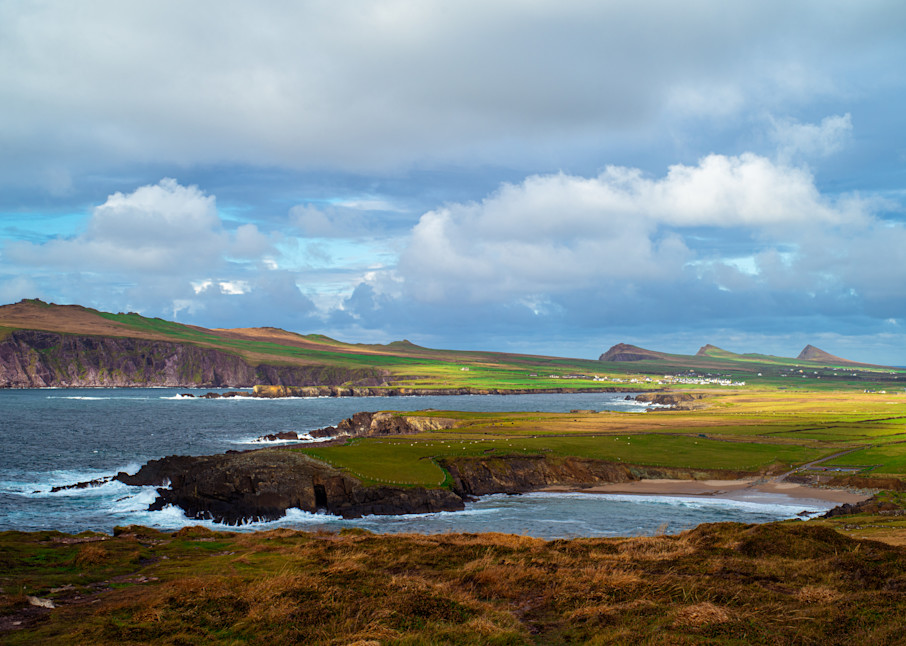 The Three Sisters on the horizon in County Kerry, Dingle Peninsula in Ireland Fine Art Photo