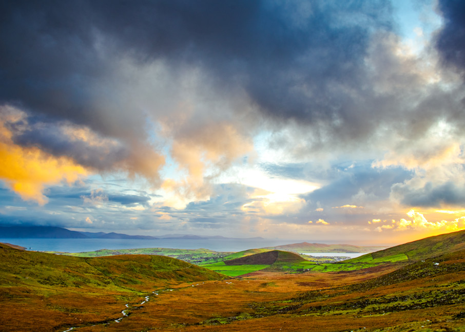 Conor Pass with a dramatic sky on the Dingle Peninsula, in County Kerry, Ireland - Fine Art Print