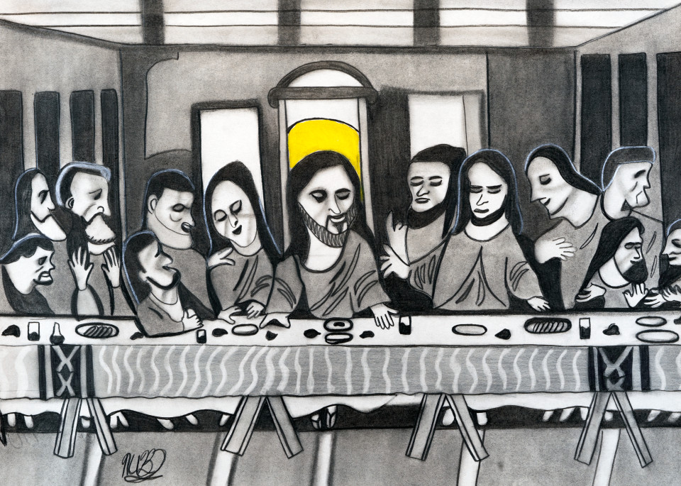 Charcoal Drawing of The Last Supper.
