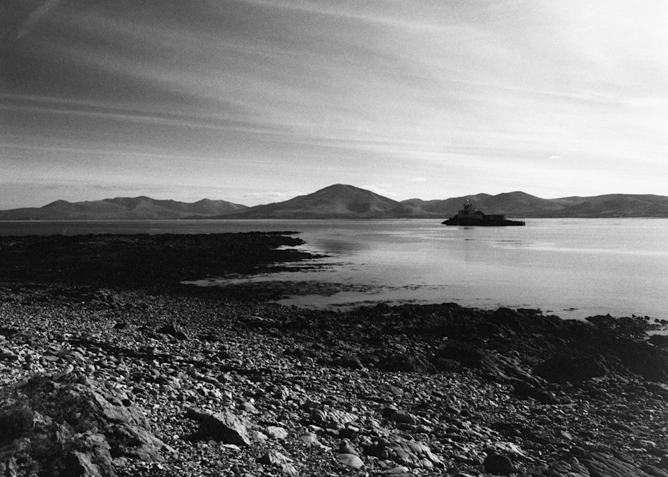 Fine Art Print of Fenit's Rocky Beach including the Fenit Lighthouse, shot on Film