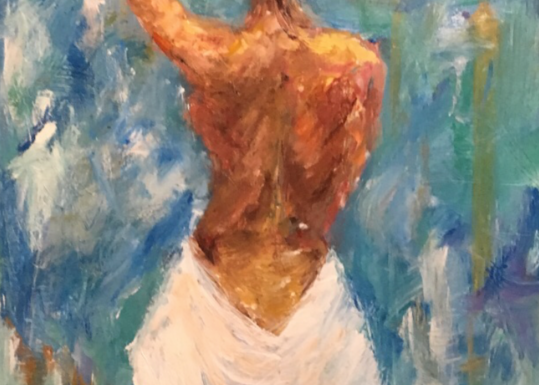 Lady With Blue Paint Art | Crocifissa Fine Art