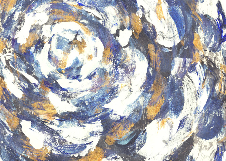 Blue Abstract Floral Painting