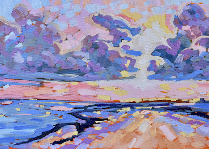 Giclee Art Print Fort Myer Beach Evening Walk by contemporary impressionist April Moffatt