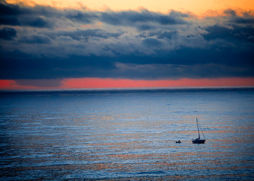 Cloudy Sunset With Sailboat Photography Art | Gatesman Photography