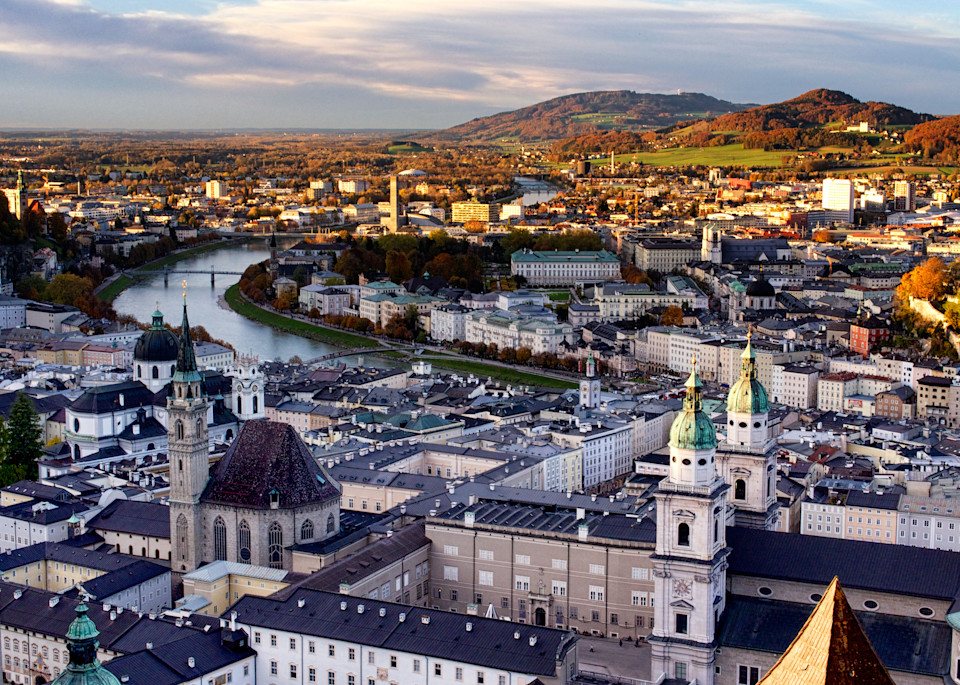 The Salzach River in the heart of Salzburg in this Cityscape in Austria - Fine Art Photography print