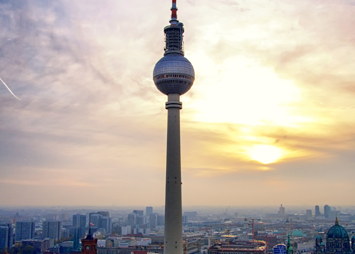 The Sun Sets behind Berlin's Fernsehturm - Fine Art Photography Print