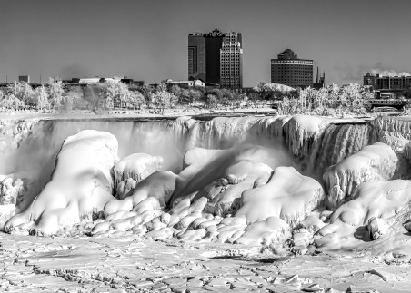 Niagara Falls Winter Ice Panorama Bw Photography Art | Rick Vyrostko Photography