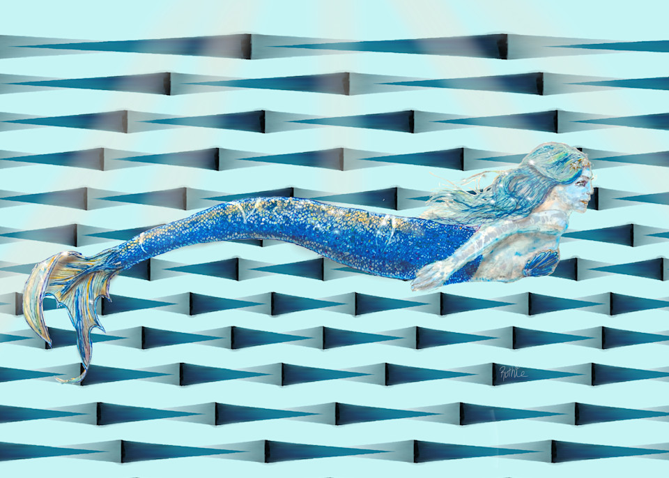 Blue Mermaid In California Art | Ruthie Briggs Greenberg