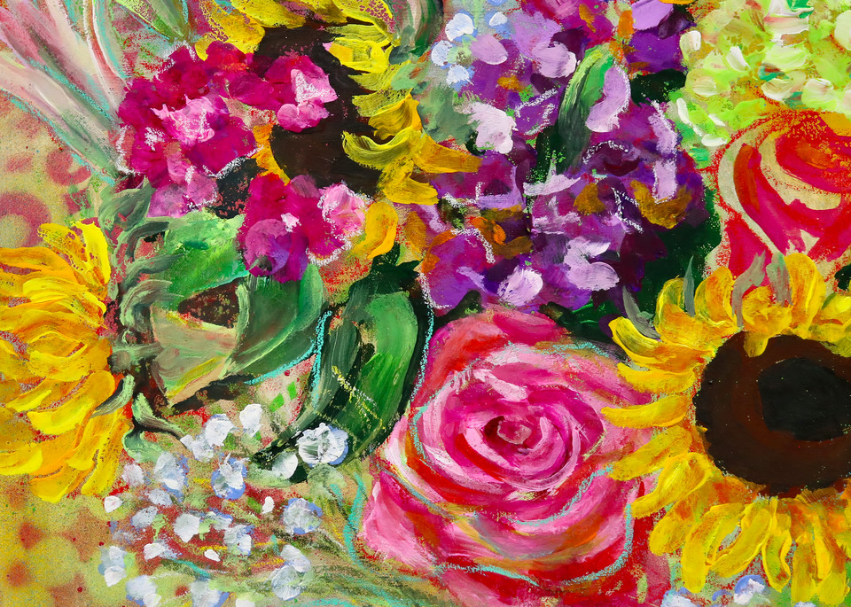 Rose And Sunflower Bouquet Art | Art by Melanie Anderson