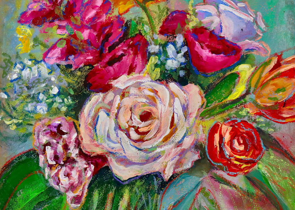 Bouquet With Pink Rose Art | Art by Melanie Anderson