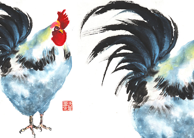 Painted Rooster for Mugs