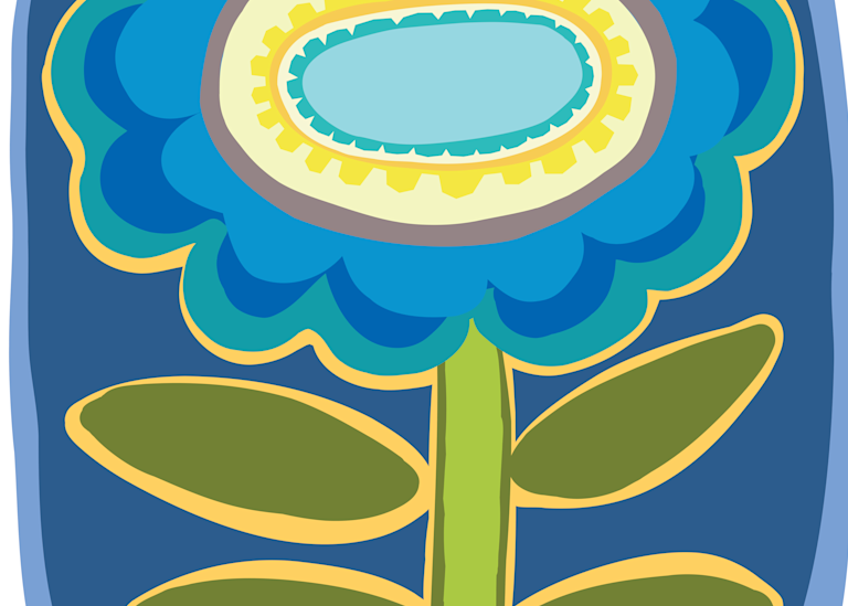 Blue Friendly Flower  Art | Artofandrewdaniel