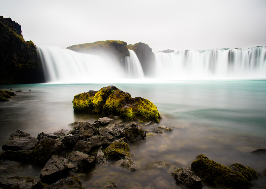 Godafoss Waterfall in Iceland where Legend says pagan idols were cast in the water when the nation converted to Christianity - Fine Art Photos