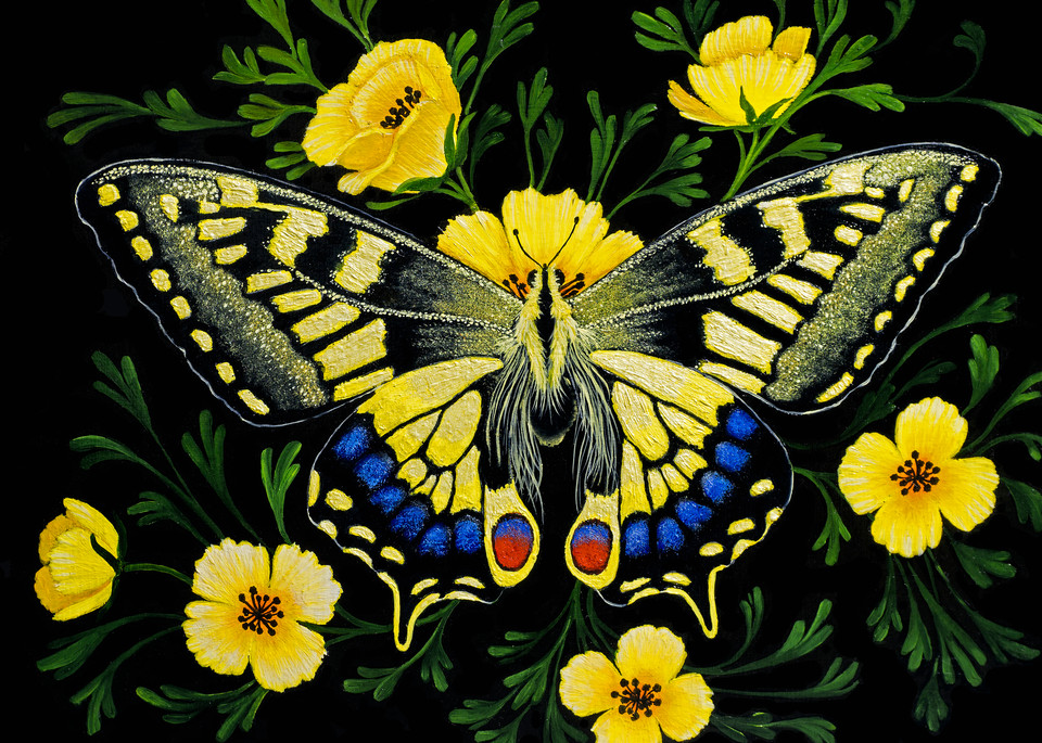 Swallowtail Butterfly With Wildflowers Art | miaprattfineart.com