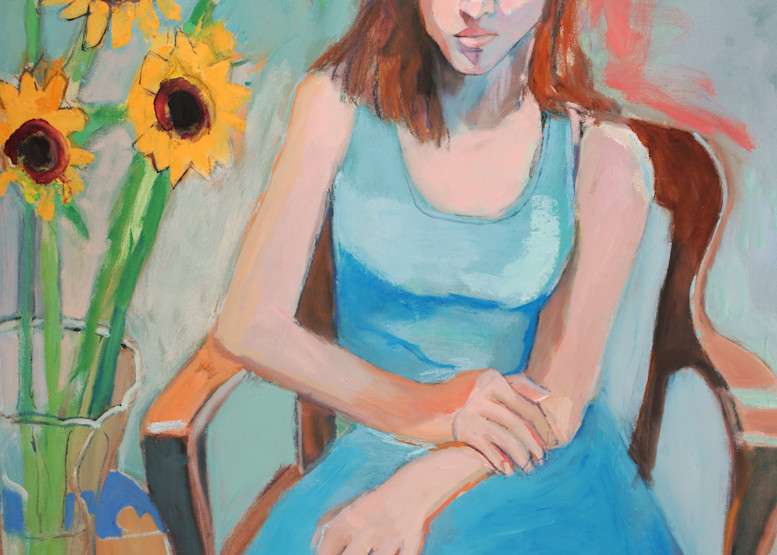 Girl With Sunflowers Art | Carolyn Schlam Studio