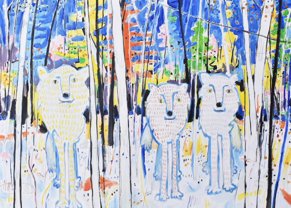 Wolves painting by Minnesota Artist Eddie Hamilton