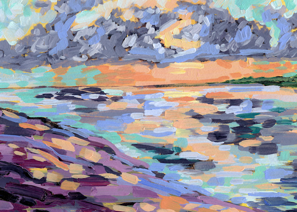 Giclee Art Print - Golden Gulf Coast Sunset- by contemporary Impressionist April Moffatt