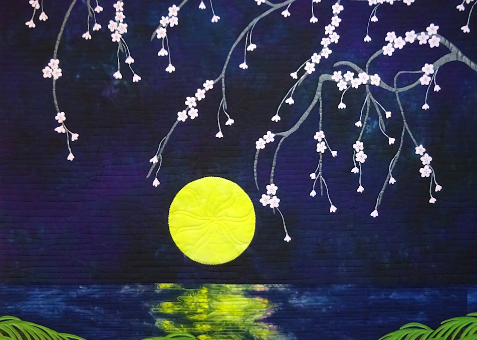 Moon Blossoms | Fine Art Print of Art Quilt by Rachel Derstine